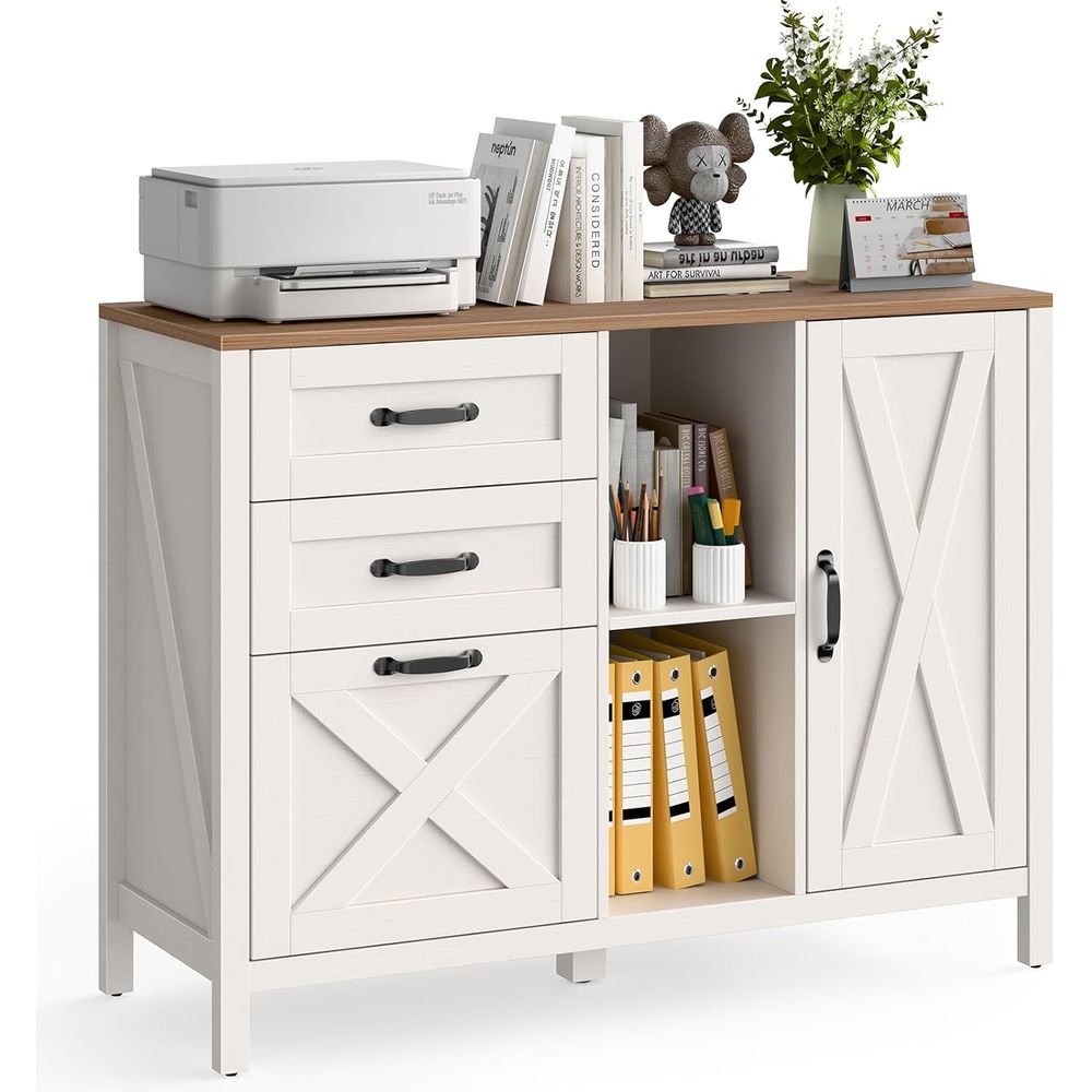 File Cabinet Lateral - Witte laterale archiefkast met 3 laden
