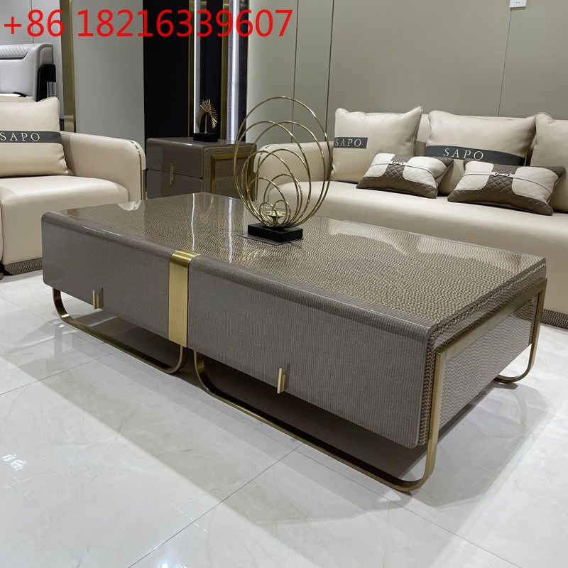 Office Furniture Hong Kong - lichte luxe massief houten lange salontafel