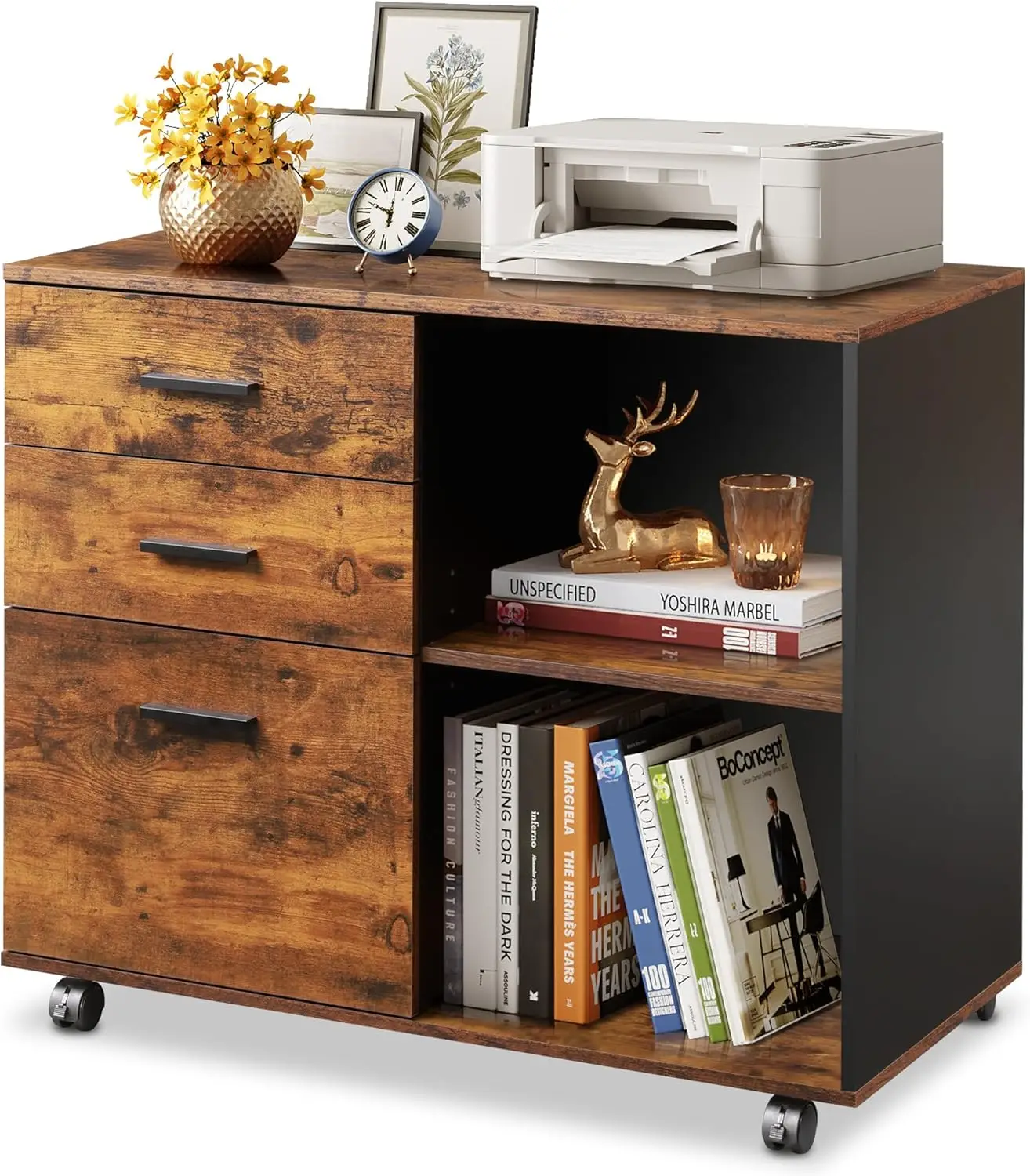File Cabinet Lateral - Mobiele archiefkast met 3 laden, zijdelingse