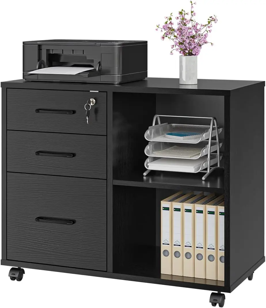 File Cabinet Lateral - 3-ladenkast voor kantoor, mobiele zijdelingse printerstandaard