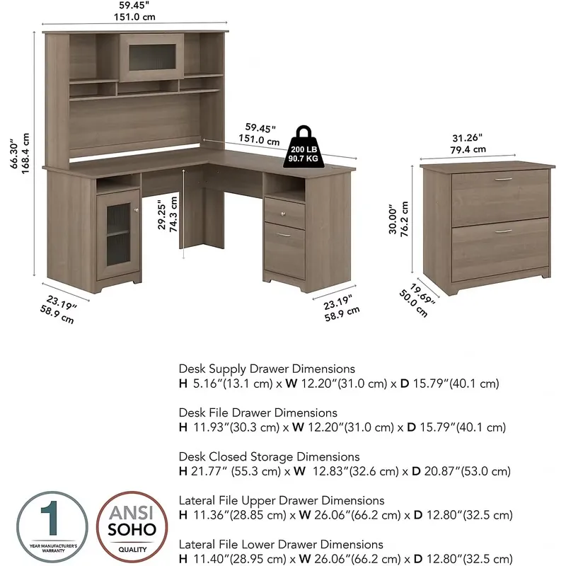Amerikaans L-vormig bureau voo - File Cabinet Lateral recensie en prijs