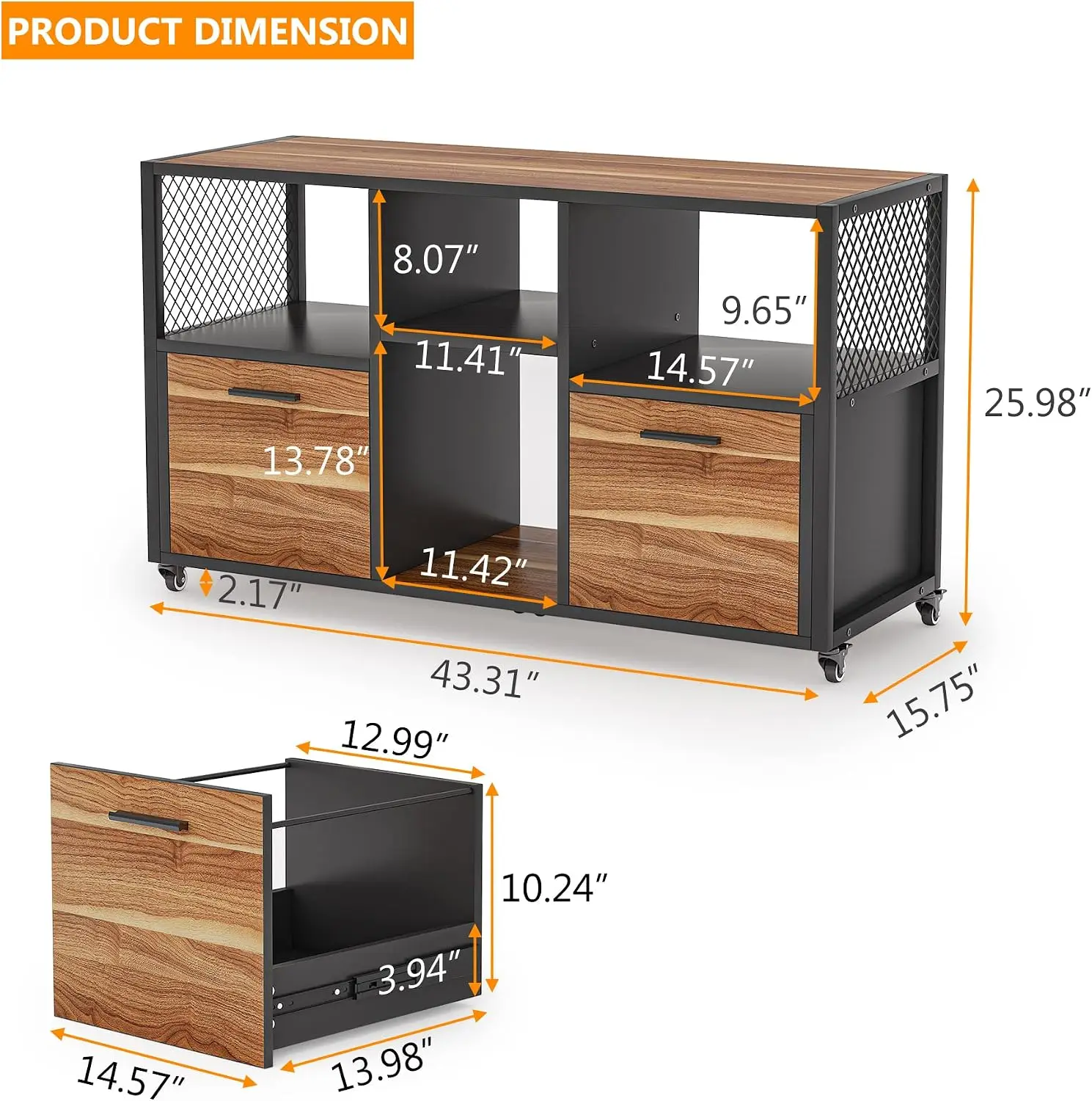 2-laden houten archiefkast, mo - File Cabinet Lateral recensie en prijs